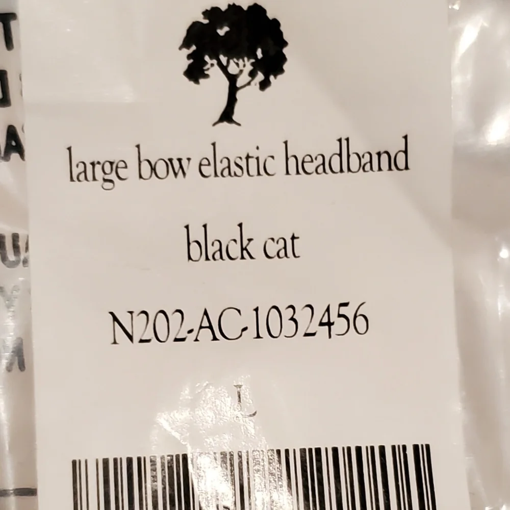 NWT Kate Quinn Bamboo Black Cat Large Bow Elastic Headband